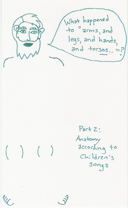 Part 2: Anatomy according to children's songs [picture of half-drawn man saying 