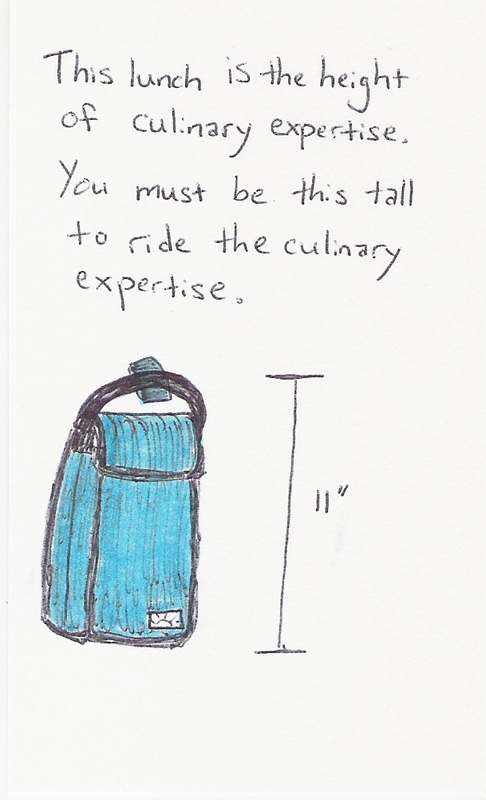 This lunch is the height of culinary expertise.  You must be this tall to ride the culinary expertise. [picture of a lunchbox with an 11