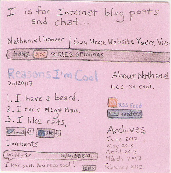 I is for internet blog posts and chat...