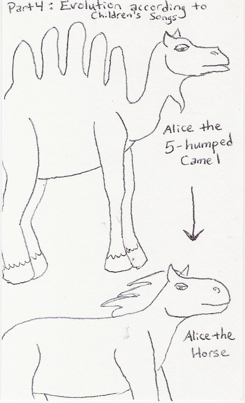 Part 4: Evolution according to children's songs.  Alice the 5-humped camel ---> Alice the horse
